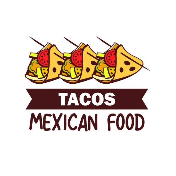 Taco Een Populair Mexicaans Fastfood Gerecht Vector Illustratie Cartoon Stijl — Stockvector