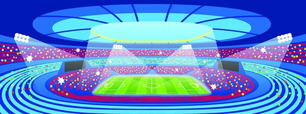 Voetbalstadion Tijdens Sportwedstrijd Voetbalveld Voetbalstadion Tijdens Sportwedstrijd Voetbalveld — Stockvector