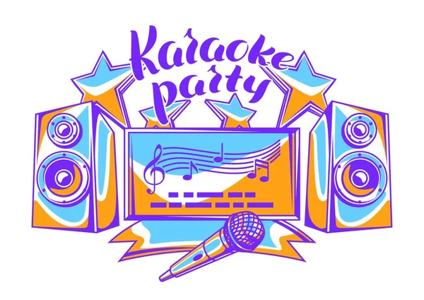 Karaoke Feestontwerp Muziek Evenement Achtergrond Illustratie Retro Stijl Karaoke Feestontwerp — Stockvector
