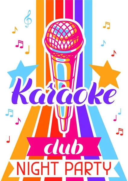 Affiche Club Karaoké Bannière Événement Musical Illustration Avec Microphone Dans — Image vectorielle