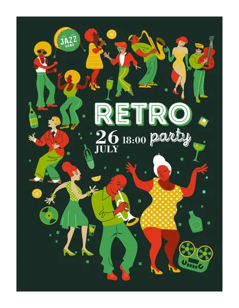 Vektor Poster Musikfestival Retro Party — Stockvektor