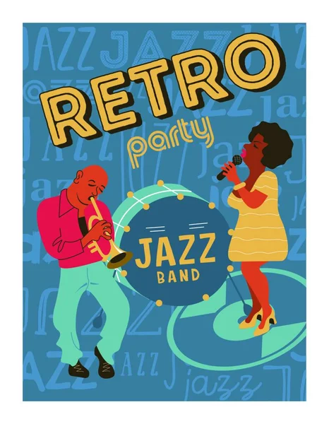 Vektör Poster Müzik Festivali Retro Parti — Stok Vektör