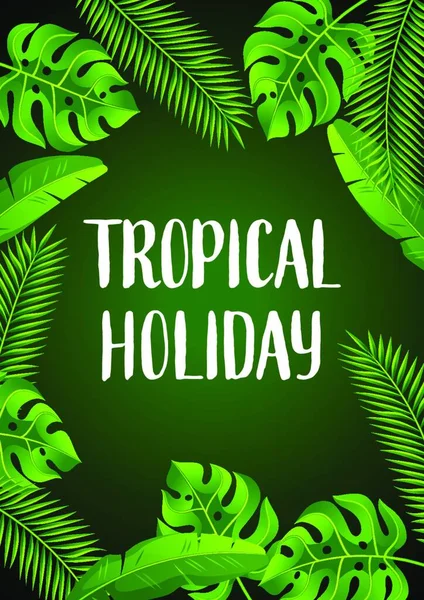 Háttér Trópusi Pálmalevéllel Egzotikus Trópusi Növények Dzsungel Természetének Illusztrációja Háttér — Stock Vector
