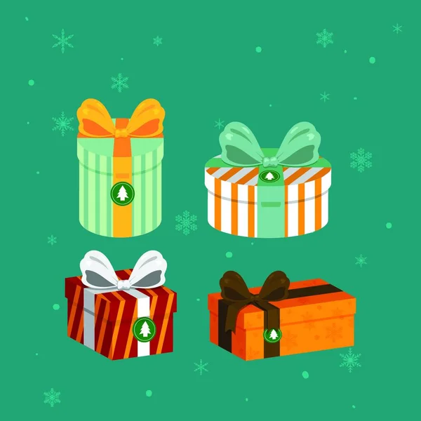 Karácsonyi Ajándékkészlet Karácsonyi Ajándék Készlet Téma Vektor Művészet Illusztráció — Stock Vector