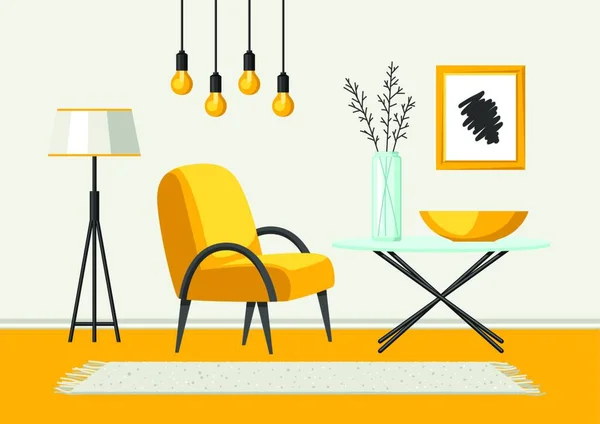 Binnenhuiskamer Meubilair Home Decor Binnenhuiskamer Meubilair Interieur Illustratie Platte Stijl — Stockvector