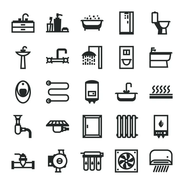 Sanitair Pictogram Set Sanitair Pictogram Ingesteld Items Voor Sanitaire Werkplaats — Stockvector