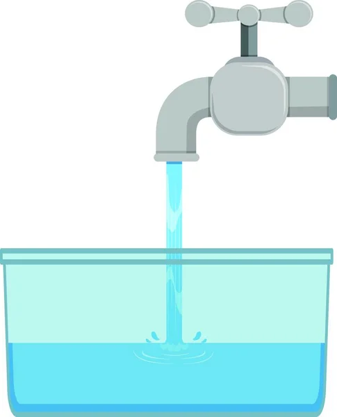 Agua en la cubeta y grifo — Archivo Imágenes Vectoriales