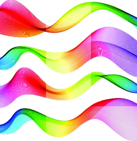 Ensemble Vectoriel Couleurs Lignes Courbes Fumée Abstraites — Image vectorielle