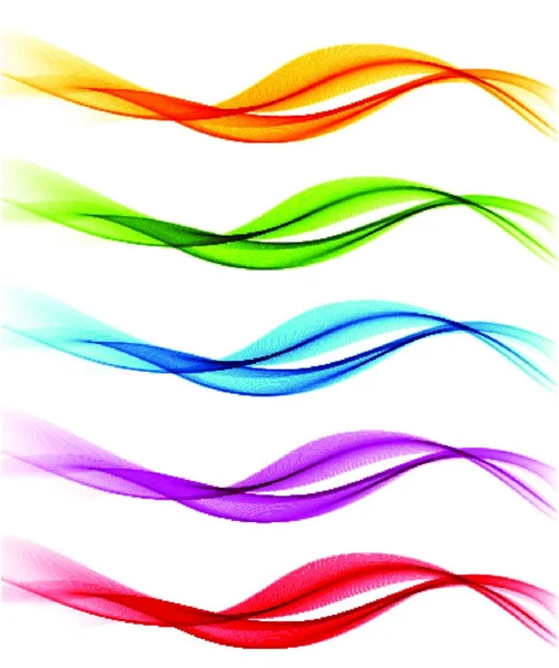 矢量一组彩色抽象烟熏线条 一套色彩抽象的烟波 — 图库矢量图片