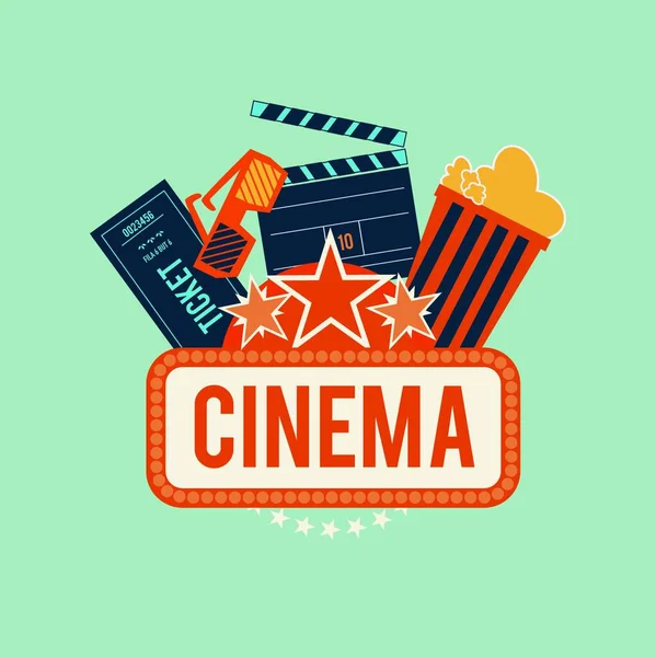 Desenho Animado Filme Cinema Cinema Filme Desenho Animado Vetor —  Vetores de Stock