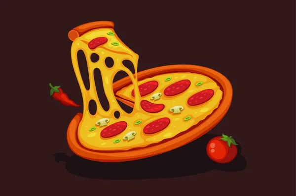 Thème Pizza Pizza Italienne Thème Fasfood Vector Illustration Artistique — Image vectorielle