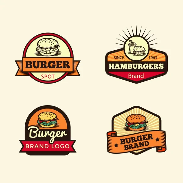 Menú Del Restaurante Fastfood Badge Label Burger Logo — Archivo Imágenes Vectoriales