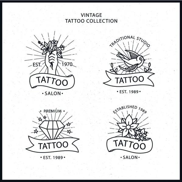 Tema Arte Retro Tatuagem Tatuagem Retro Arte Tema Vetor — Vetor de Stock