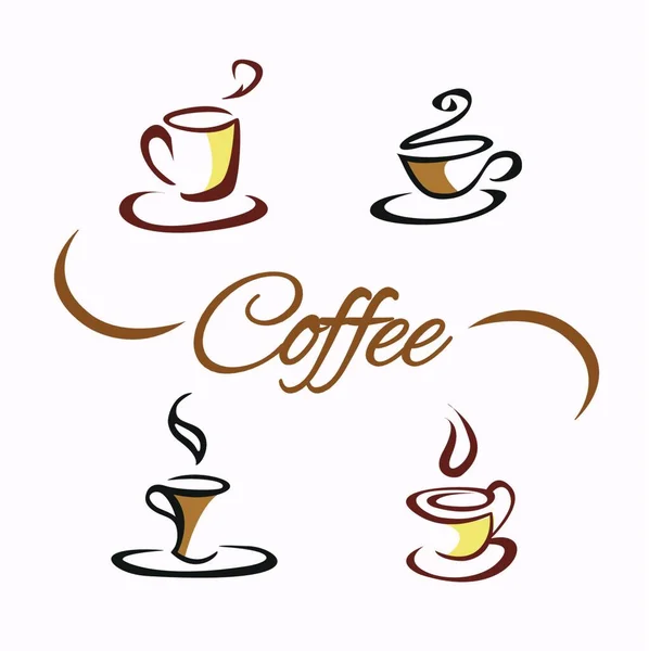 Καφέ Θέμα Latte Cappuccino Espresso Καφέ Κατάστημα Θέμα Latte Cappuccino — Διανυσματικό Αρχείο