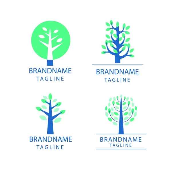 Logo Şablonu Işaret Sembolü Kimlik Doğa Ağacı Temasıname — Stok Vektör