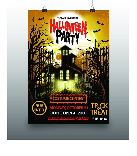 Wesołego Halloween Party Motyw Wektor Plakat Szczęśliwy Halloween Party Motyw — Wektor stockowy