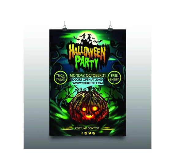 Happy Halloween Party Theme Poster Vector Affiche Fête Halloween Heureuse — Image vectorielle