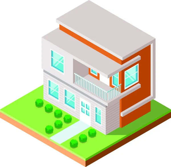 Izometryczna Architektura Bloku Kwadratowego Koncepcja Planowania Budynku Nieruchomości Izometryczna Architektura — Wektor stockowy