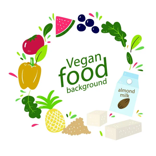 Vegano Tema Vegetariano Vector Arte Vegano Tema Vegetariano Ilustración Vectorial — Vector de stock