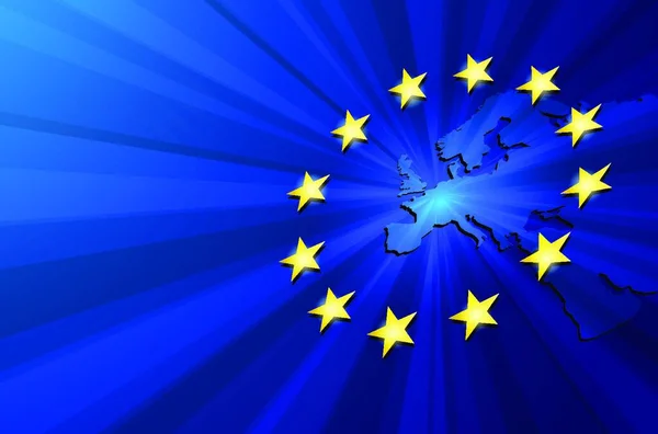 Векторная Иллюстрация Синей Карты Флага Европы Карта Европы — стоковый вектор