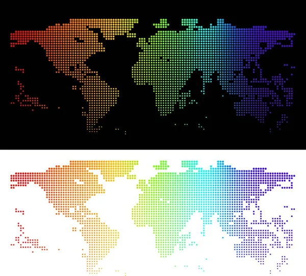 Illustration Vectorielle Demi Teinte Spectre Cartographique Mondial Rainbow Halftone Carte — Image vectorielle