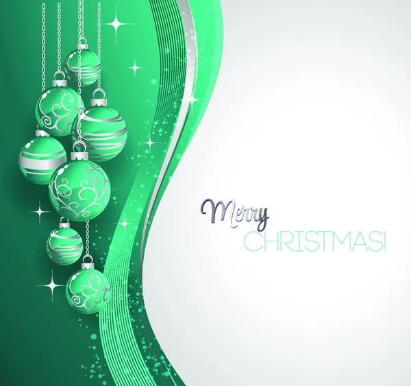 Joyeux Noël Carte Avec Boule Rouge Illustration Vectorielle — Image vectorielle