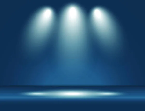 Spotlight Blue Light Rays Room Studio Background Use Various Applications — Stock Vector