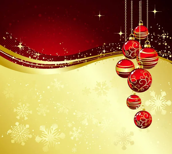 Buon Natale Biglietto Con Bagattella Rossa Illustrazione Vettoriale Buon Natale — Vettoriale Stock