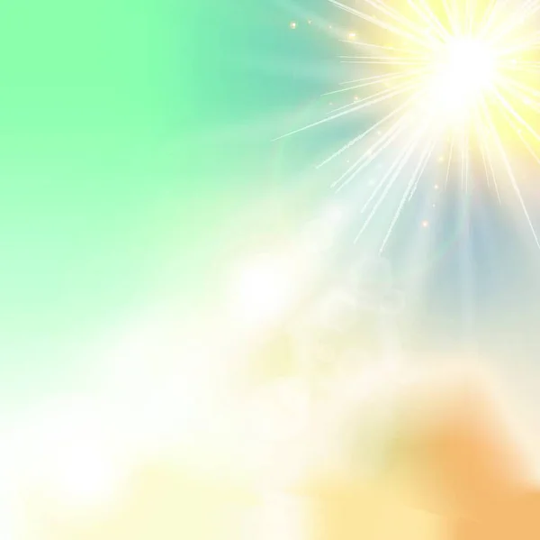 Soleil Brillante Lumière Soleil Nature Ciel Avec Des Fusées Éclairantes — Image vectorielle