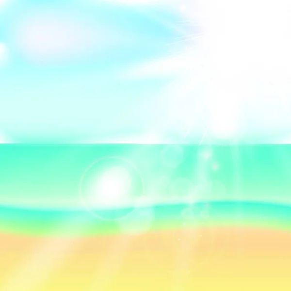 夏のビーチと太陽の光と熱帯の海 ベクターイラスト — ストックベクタ