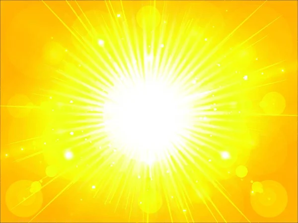Amarillo Naranja Verano Sol Explosión Luz Sol Verano Brillante Fondo — Vector de stock