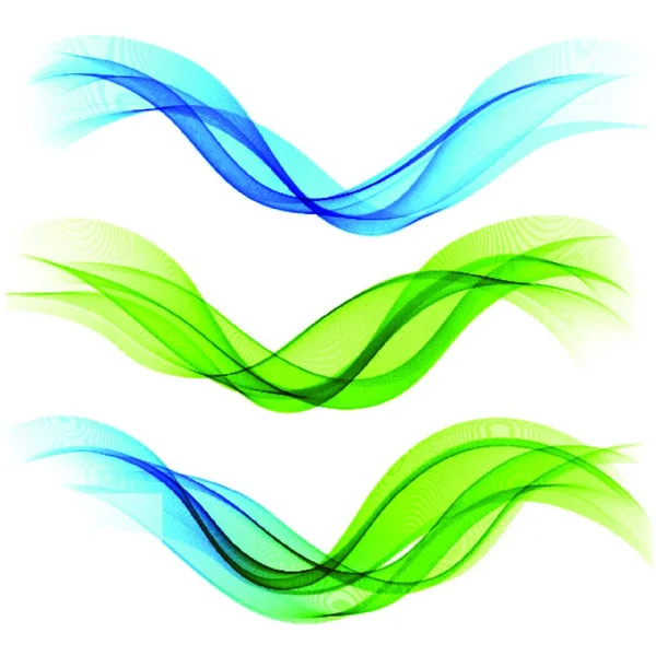 Набір Абстрактних Хвиль Векторні Ілюстрації Набір Абстрактних Синіх Зелених Хвиль — стоковий вектор