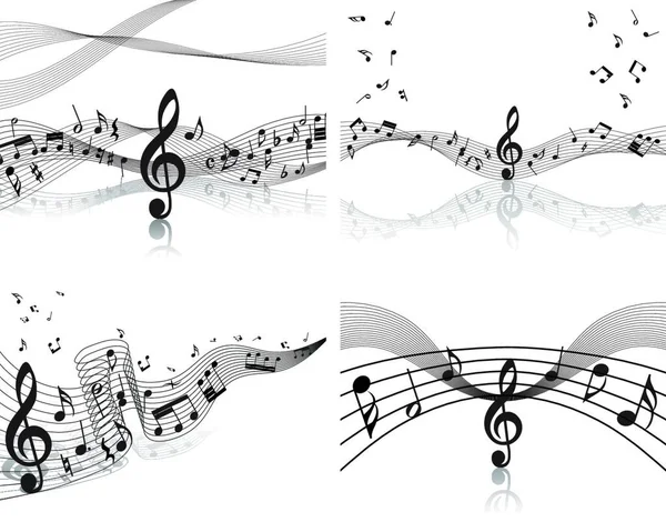 Vector Musical Notes Staff Background Design Use — Stock Vector