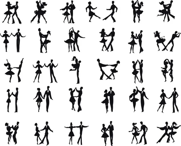 矢量交际舞对舞者轮廓的收集 — 图库矢量图片