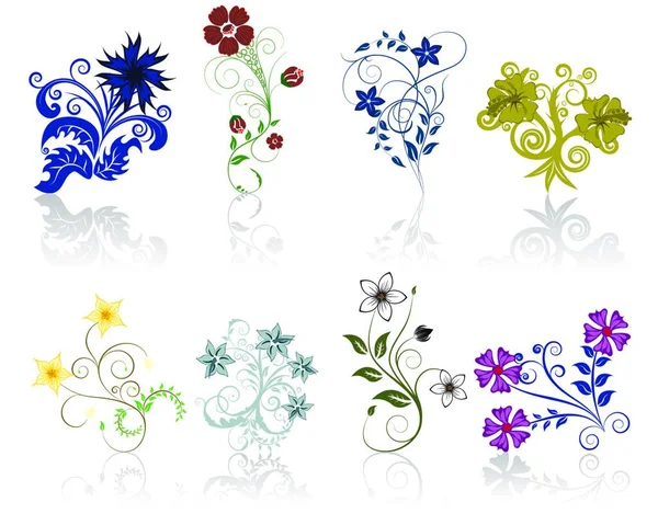 Набор Различных Цветов Листьев Самостоятельного Изготовления Цветочных Украшений — стоковый вектор
