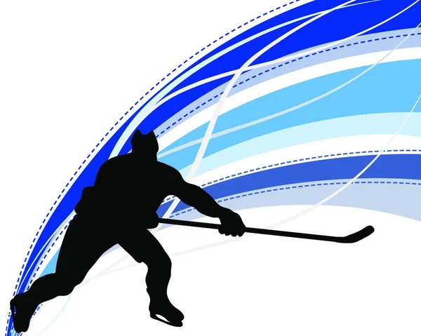 Silueta Jugador Hockey Con Fondo Línea Ilustración Vectorial — Archivo Imágenes Vectoriales