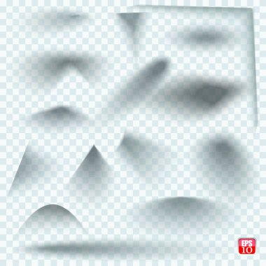 Set of transparent realistic paper shadow effects on blank sheet of paper. Elements  for your design. clipart