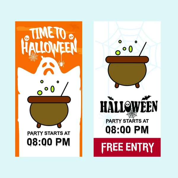 Happy Halloween Invitation Design Avec Vecteur Pot — Image vectorielle