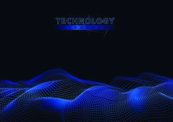 Хвильові Технології Фон Єднувальними Частинками Синя Абстрактна Ілюстрація Темряві Векторна — стоковий вектор