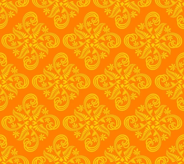 Florales Abstraktes Nahtloses Hintergrunddesign Orange Und Gelb — Stockvektor