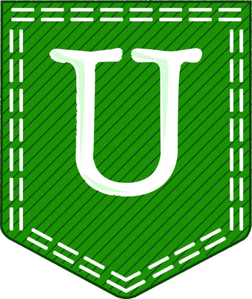 緑のポケット手紙U上の白い背景 — ストックベクタ