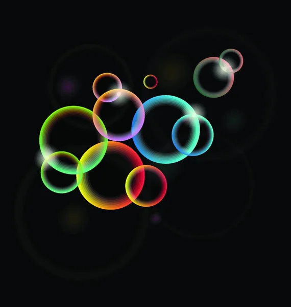 Ensemble Illustrations Cercle Lumineux Multicolore Pour Carte Dépliant Dessin Vecteur — Image vectorielle