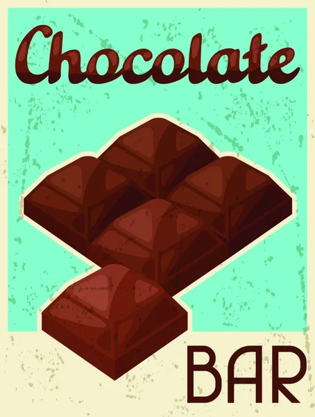 Affiche Avec Barre Chocolat Dans Style Rétro Affiche Avec Tablette — Image vectorielle