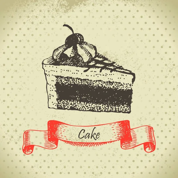 Kuchen Handgezeichnete Illustration — Stockvektor
