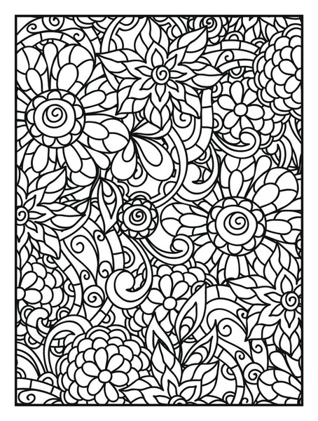 Hintergrund Mit Linienblumen Zum Drucken Und Zeichnen Von Malseiten Für — Stockvektor