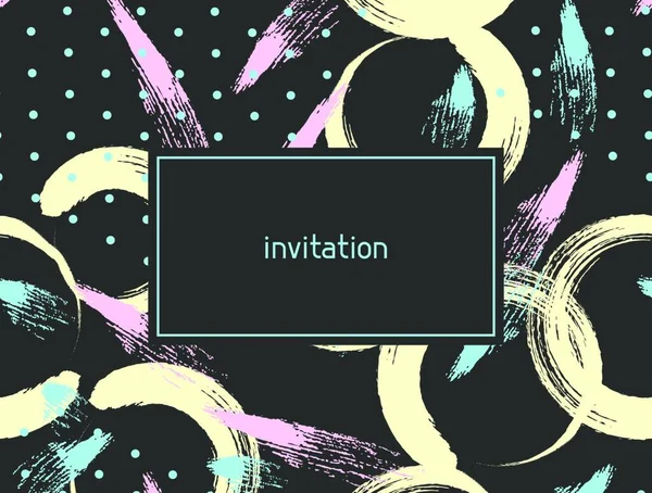 Hand Drawn Abstract Grunge Invitation Card Background Painted Ink Hand — Stock Vector