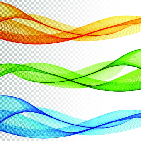 Vector Onda Color Liso Abstracto Establecido Sobre Fondo Transparente Vector — Vector de stock