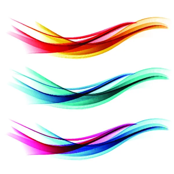 一组抽象的彩色波 彩色烟波 透明的色波 波浪式设计 — 图库矢量图片