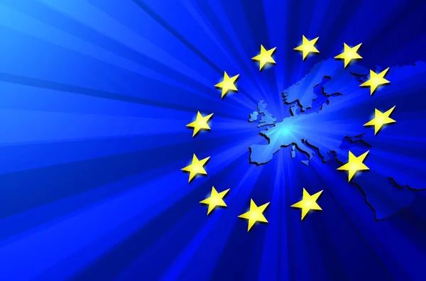 Cartina Dell Europa Bandiera Dell Unione Europea Unione Europea Mappa — Vettoriale Stock