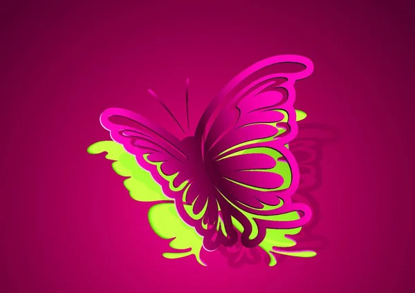 Abstraktes Papier Ausgeschnitten Schmetterling Hintergrund Farbige Illustration Rosa Tönen Vektorgrafik — Stockvektor